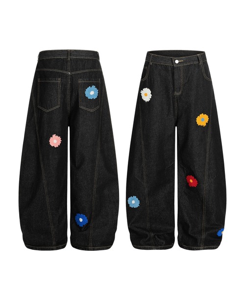 コクーン フラワーモチーフ デニムパンツ（デニムパンツ）｜HOOK