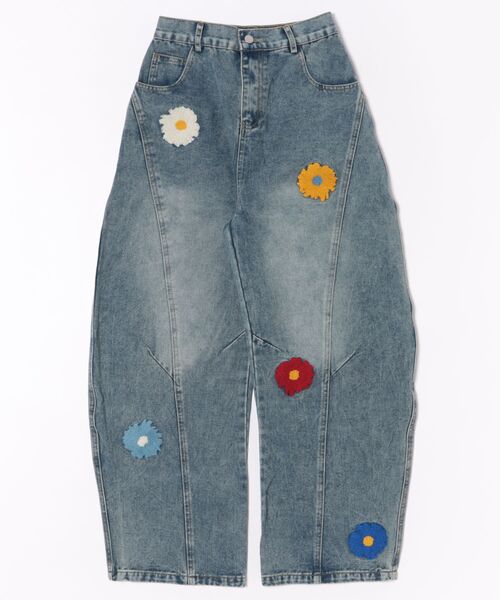 HOOK（フック）の「コクーン フラワーモチーフ デニムパンツ（デニムパンツ・メンズ・ブラック/ブルー・SMALL/MEDIUM/LARGE）」の15枚目の写真