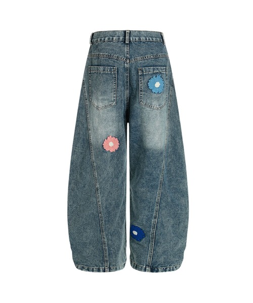 HOOK（フック）の「コクーン フラワーモチーフ デニムパンツ（デニムパンツ・メンズ・ブラック/ブルー・SMALL/MEDIUM/LARGE）」の6枚目の写真