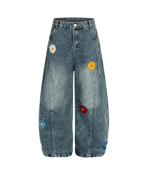 HOOK（フック）の「コクーン フラワーモチーフ デニムパンツ（デニムパンツ・メンズ・ブラック/ブルー・SMALL/MEDIUM/LARGE）」の7枚目の写真