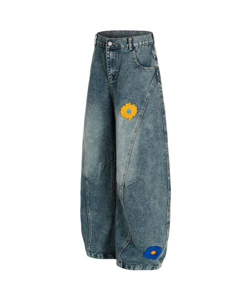 HOOK（フック）の「コクーン フラワーモチーフ デニムパンツ（デニムパンツ・メンズ・ブラック/ブルー・SMALL/MEDIUM/LARGE）」の5枚目の写真