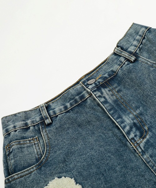 HOOK（フック）の「コクーン フラワーモチーフ デニムパンツ（デニムパンツ・メンズ・ブラック/ブルー・SMALL/MEDIUM/LARGE）」の4枚目の写真