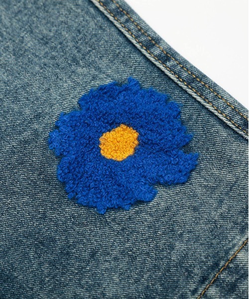 HOOK（フック）の「コクーン フラワーモチーフ デニムパンツ（デニムパンツ・メンズ・ブラック/ブルー・SMALL/MEDIUM/LARGE）」の21枚目の写真