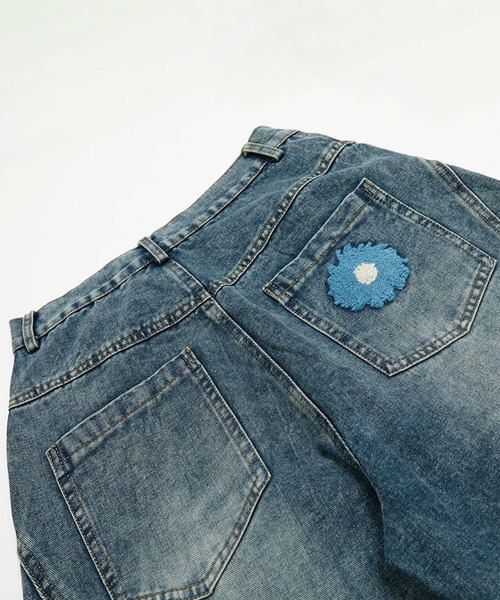 HOOK（フック）の「コクーン フラワーモチーフ デニムパンツ（デニムパンツ・メンズ・ブラック/ブルー・SMALL/MEDIUM/LARGE）」の18枚目の写真