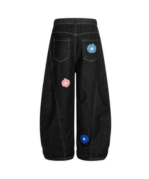 HOOK（フック）の「コクーン フラワーモチーフ デニムパンツ（デニムパンツ・メンズ・ブラック/ブルー・SMALL/MEDIUM/LARGE）」の9枚目の写真