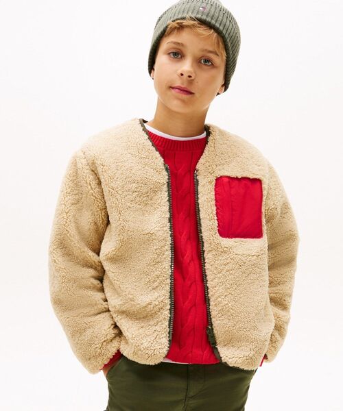 TOMMY HILFIGER（トミーヒルフィガー）の「KIDS リバーシブルテディナイロンジャケット（ブルゾン・キッズ・グリーン・160cm/150cm/140cm/130cm）」の9枚目の写真