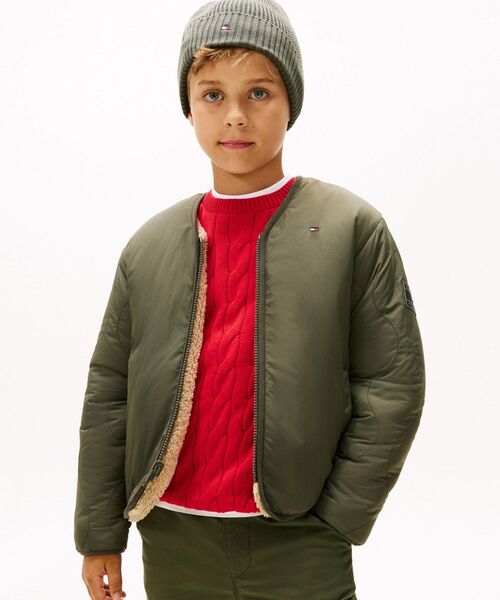TOMMY HILFIGER（トミーヒルフィガー）の「KIDS リバーシブルテディナイロンジャケット（ブルゾン・キッズ・グリーン・160cm/150cm/140cm/130cm）」の4枚目の写真