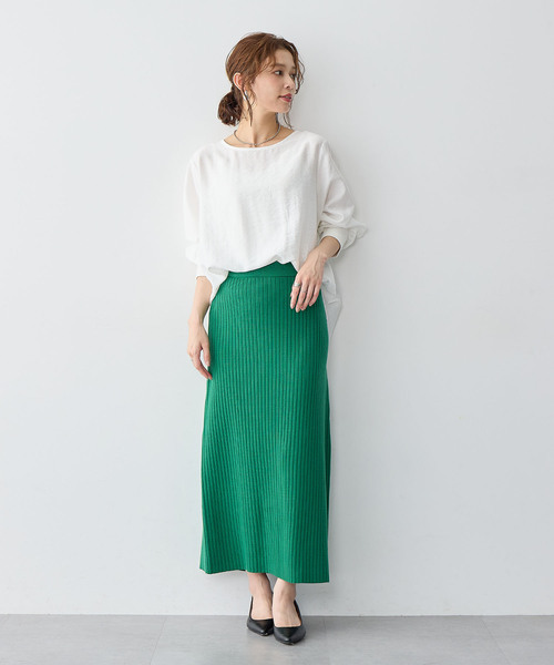 anyfee（エニフィー）の「【anyfee/大きいサイズ】裾ラウンド袖リブルーズフィットTブラウス（Tシャツ/カットソー・レディース・オフホワイト/ブラック・LL/3L/4L/5L）」の18枚目の写真