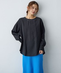 anyfee（エニフィー）の「【anyfee/大きいサイズ】裾ラウンド袖リブルーズフィットTブラウス（Tシャツ/カットソー）」