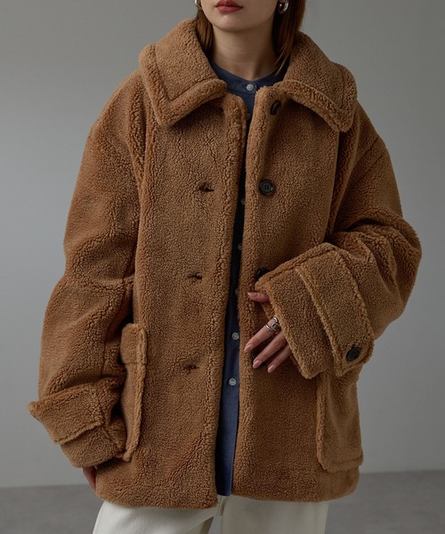 r.（アールドット）の「テディボア ステンカラーミドルコート（ステン