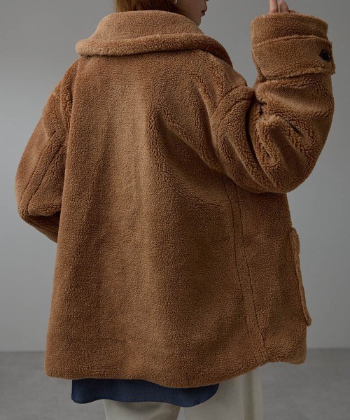 試着のみ美品　r.（アールドット）テディボア ミドルコート　キャメル r.（アールドット）の「テディボア ステンカラーミドルコート（ステン