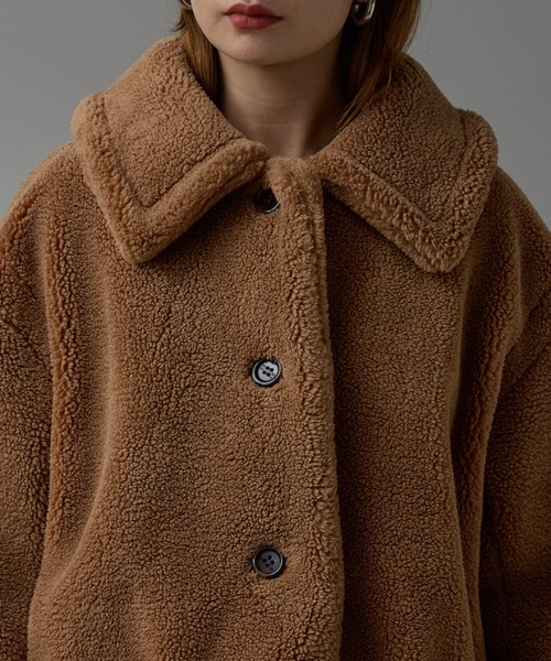 r.（アールドット）の「テディボア　ステンカラーミドルコート（ステンカラーコート・レディース・キャメル/モカ/チャコールグレー/ライトベージュ・FREE）」の10枚目の写真