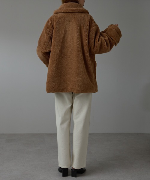 r.（アールドット）の「テディボア　ステンカラーミドルコート（ステンカラーコート・レディース・キャメル/モカ/チャコールグレー/ライトベージュ・FREE）」の22枚目の写真