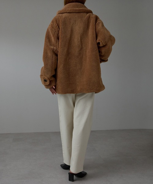 r.（アールドット）の「テディボア　ステンカラーミドルコート（ステンカラーコート・レディース・キャメル/モカ/チャコールグレー/ライトベージュ・FREE）」の20枚目の写真