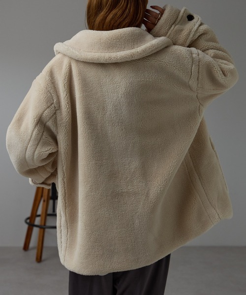 r.（アールドット）の「テディボア　ステンカラーミドルコート（ステンカラーコート・レディース・キャメル/モカ/チャコールグレー/ライトベージュ・FREE）」の21枚目の写真