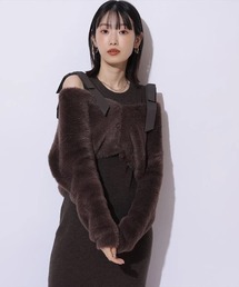 新品 アプワイザーリッシェ クレイサス カメリア ニット 茶 ブラウン Apuweiser-riche｜アプワイザー・リッシェのニット/セーター（ブラウン