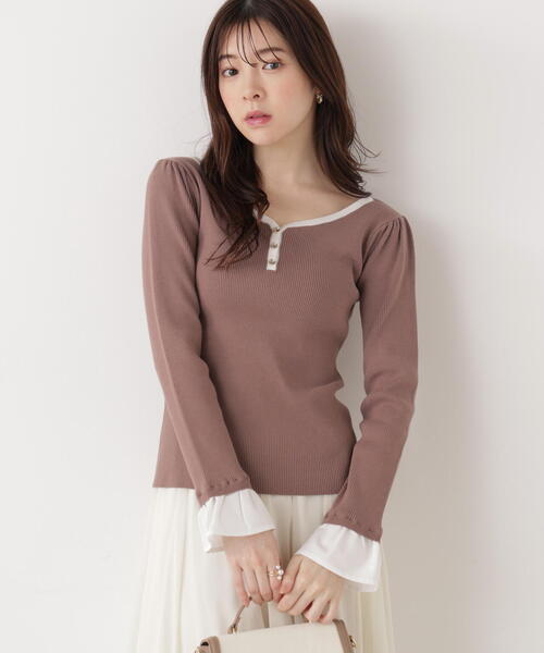 PROPORTION BODY DRESSING(プロポーションボディドレッシング)の「異素材スリーブニット / 1215270017(ニット/セーター・レディース・グレー/ブラック/ブラウン系その他・FREE)」の3枚目の写真