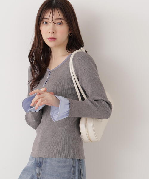 PROPORTION BODY DRESSING(プロポーションボディドレッシング)の「異素材スリーブニット / 1215270017(ニット/セーター・レディース・グレー/ブラック/ブラウン系その他・FREE)」の1枚目の写真