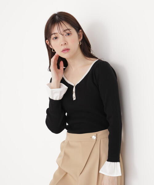 PROPORTION BODY DRESSING(プロポーションボディドレッシング)の「異素材スリーブニット / 1215270017(ニット/セーター・レディース・グレー/ブラック/ブラウン系その他・FREE)」の2枚目の写真