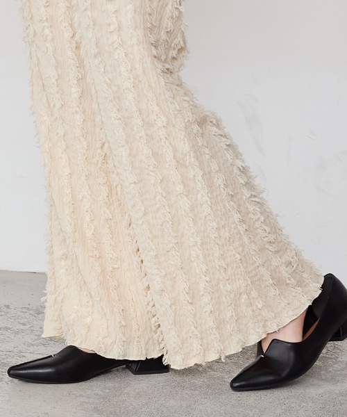 forksy.（フォルクシー）の「【forksy.】ストライプフリンジシャーリングフレアパンツ（その他パンツ・レディース・ベージュ/ブラウン/ブルー/オフホワイト/ブラック・L/M）」の6枚目の写真