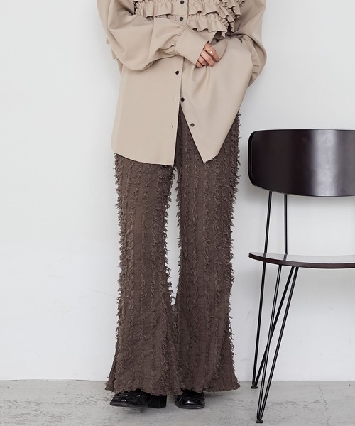 forksy.（フォルクシー）の「【forksy.】ストライプフリンジシャーリングフレアパンツ（その他パンツ・レディース・ベージュ/ブラウン/ブルー/オフホワイト/ブラック・L/M）」の17枚目の写真