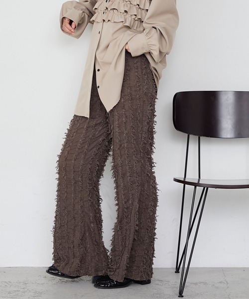 forksy.（フォルクシー）の「【forksy.】ストライプフリンジシャーリングフレアパンツ（その他パンツ・レディース・ベージュ/ブラウン/ブルー/オフホワイト/ブラック・L/M）」の18枚目の写真