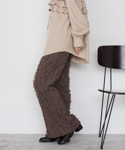 forksy.（フォルクシー）の「【forksy.】ストライプフリンジシャーリングフレアパンツ（その他パンツ・レディース・ベージュ/ブラウン/ブルー/オフホワイト/ブラック・L/M）」の19枚目の写真