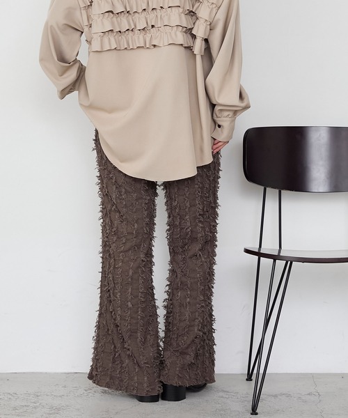 forksy.（フォルクシー）の「【forksy.】ストライプフリンジシャーリングフレアパンツ（その他パンツ・レディース・ベージュ/ブラウン/ブルー/オフホワイト/ブラック・L/M）」の20枚目の写真