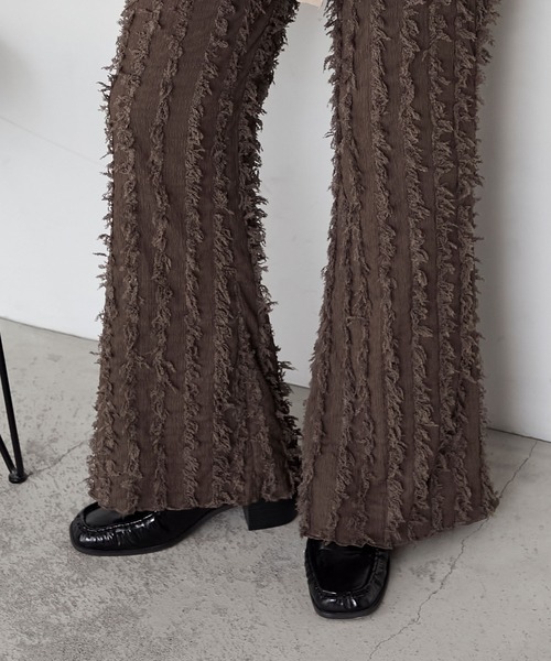 forksy.（フォルクシー）の「【forksy.】ストライプフリンジシャーリングフレアパンツ（その他パンツ・レディース・ベージュ/ブラウン/ブルー/オフホワイト/ブラック・L/M）」の21枚目の写真