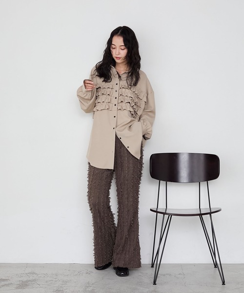 ★送料無料★シルク混✨KUMIKYOKU　ピンストライプ 1ボタン フレアパンツ フロントボタンツイードフレアスカパン – pium