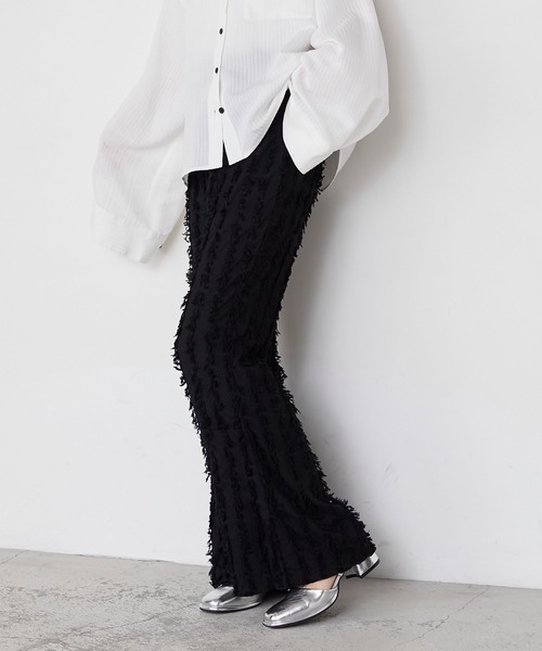 forksy.（フォルクシー）の「【forksy.】ストライプフリンジシャーリングフレアパンツ（その他パンツ・レディース・ベージュ/ブラウン/ブルー/オフホワイト/ブラック・L/M）」の8枚目の写真