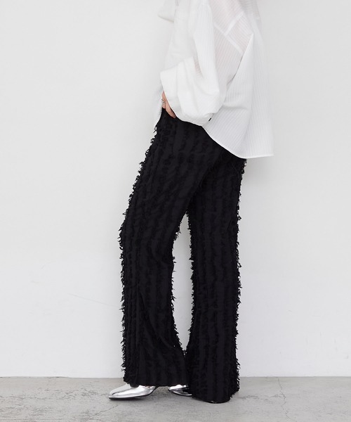 forksy.（フォルクシー）の「【forksy.】ストライプフリンジシャーリングフレアパンツ（その他パンツ・レディース・ベージュ/ブラウン/ブルー/オフホワイト/ブラック・L/M）」の10枚目の写真