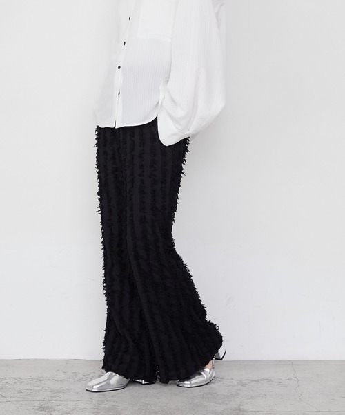 forksy.（フォルクシー）の「【forksy.】ストライプフリンジシャーリングフレアパンツ（その他パンツ・レディース・ベージュ/ブラウン/ブルー/オフホワイト/ブラック・L/M）」の11枚目の写真