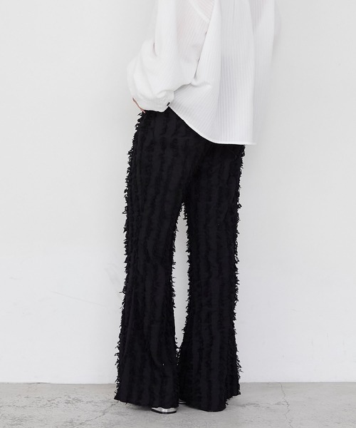 forksy.（フォルクシー）の「【forksy.】ストライプフリンジシャーリングフレアパンツ（その他パンツ・レディース・ベージュ/ブラウン/ブルー/オフホワイト/ブラック・L/M）」の12枚目の写真