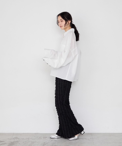 forksy.（フォルクシー）の「【forksy.】ストライプフリンジシャーリングフレアパンツ（その他パンツ・レディース・ベージュ/ブラウン/ブルー/オフホワイト/ブラック・L/M）」の14枚目の写真