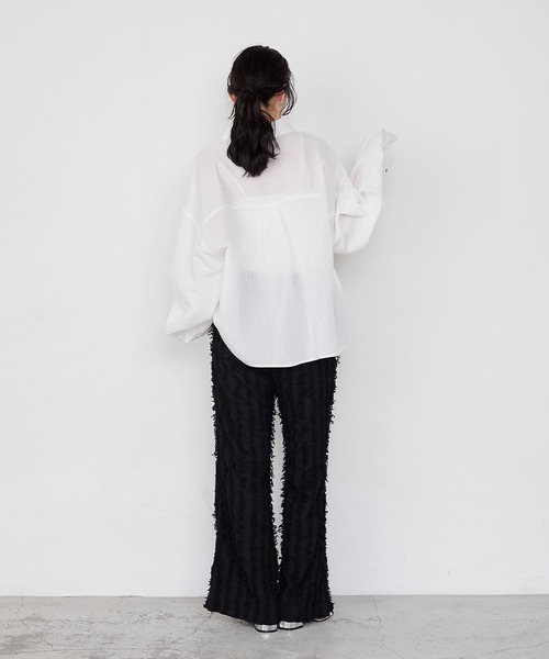 forksy.（フォルクシー）の「【forksy.】ストライプフリンジシャーリングフレアパンツ（その他パンツ・レディース・ベージュ/ブラウン/ブルー/オフホワイト/ブラック・L/M）」の15枚目の写真