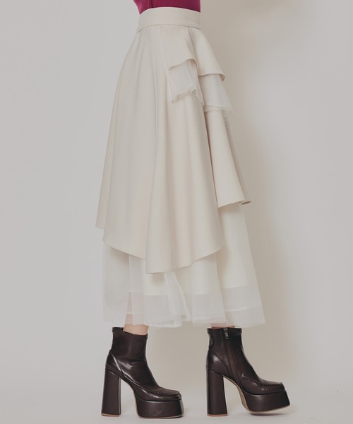 REDYAZEL（レディアゼル）の「シアーMIXティアードスカート（スカート・レディース・アイボリー/グレー系その他/ブルー系その他/ブラック/ブラック系その他・FREE）」の7枚目の写真