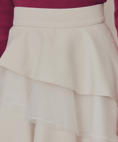 REDYAZEL（レディアゼル）の「シアーMIXティアードスカート（スカート・レディース・アイボリー/グレー系その他/ブルー系その他/ブラック/ブラック系その他・FREE）」の9枚目の写真