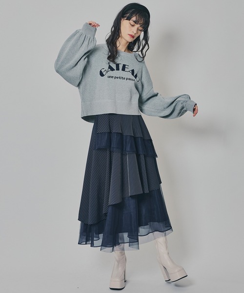 REDYAZEL（レディアゼル）の「シアーMIXティアードスカート（スカート・レディース・アイボリー/グレー系その他/ブルー系その他/ブラック/ブラック系その他・FREE）」の12枚目の写真