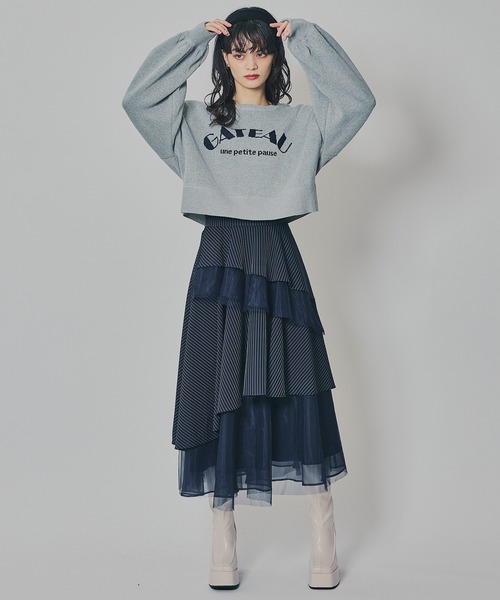 REDYAZEL（レディアゼル）の「シアーMIXティアードスカート（スカート・レディース・アイボリー/グレー系その他/ブルー系その他/ブラック/ブラック系その他・FREE）」の14枚目の写真