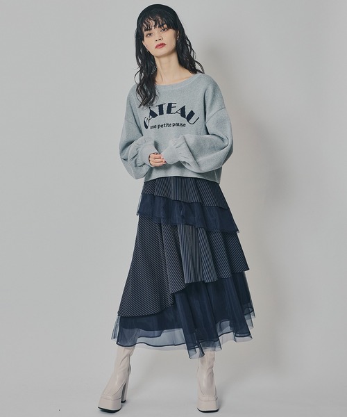 REDYAZEL（レディアゼル）の「シアーMIXティアードスカート（スカート・レディース・アイボリー/グレー系その他/ブルー系その他/ブラック/ブラック系その他・FREE）」の15枚目の写真