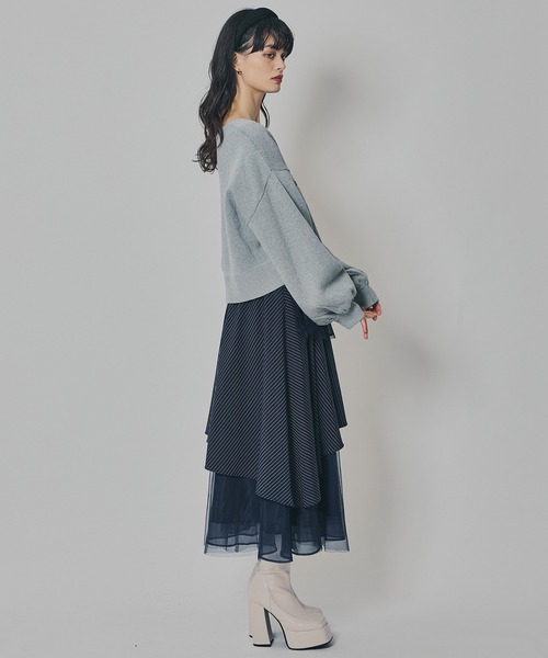 REDYAZEL（レディアゼル）の「シアーMIXティアードスカート（スカート・レディース・アイボリー/グレー系その他/ブルー系その他/ブラック/ブラック系その他・FREE）」の16枚目の写真