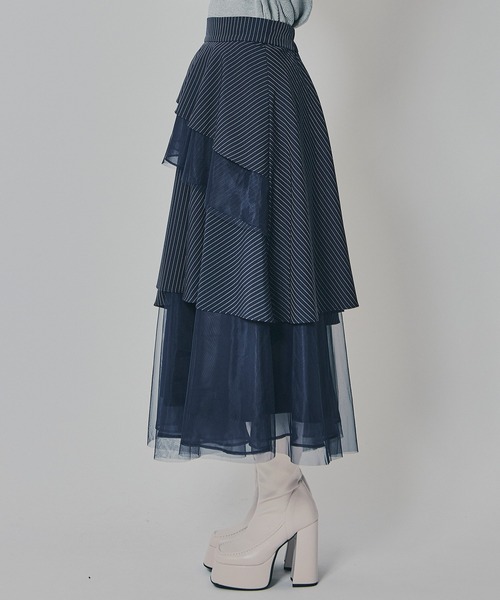 REDYAZEL（レディアゼル）の「シアーMIXティアードスカート（スカート・レディース・アイボリー/グレー系その他/ブルー系その他/ブラック/ブラック系その他・FREE）」の18枚目の写真