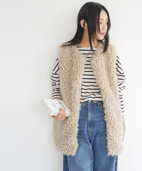 mili an deni(ミリアンデニ)の「プードルフェイクファーベスト(ベスト・レディース・ベージュ/ブラック/モカ・M)」の18枚目の写真