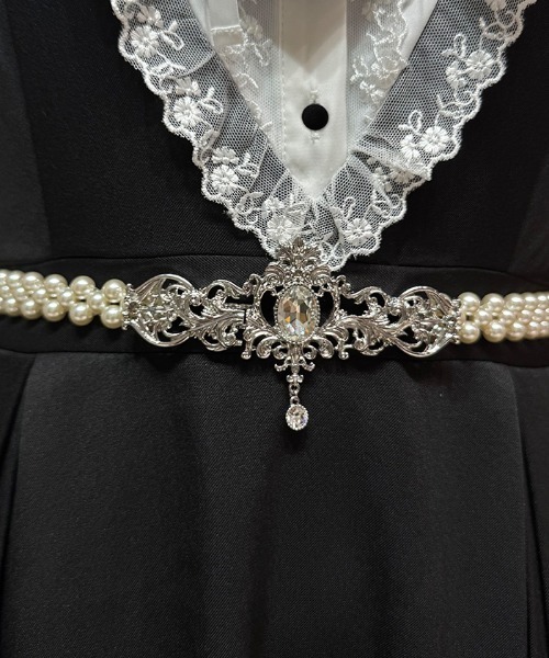 axes femme（アクシーズファム）の「オーナメントパールゴムベルト（ベルト・レディース・シルバー/ゴールド・FREE）」の2枚目の写真