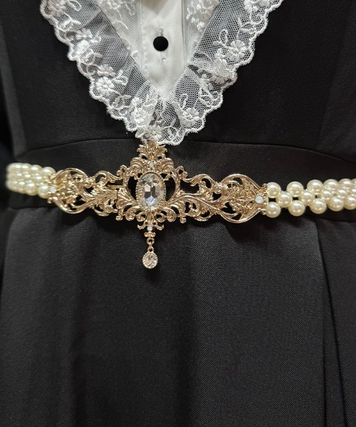 axes femme（アクシーズファム）の「オーナメントパールゴムベルト（ベルト・レディース・シルバー/ゴールド・FREE）」の3枚目の写真