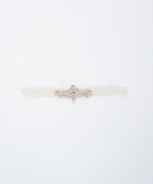 axes femme（アクシーズファム）の「オーナメントパールゴムベルト（ベルト・レディース・シルバー/ゴールド・FREE）」の4枚目の写真