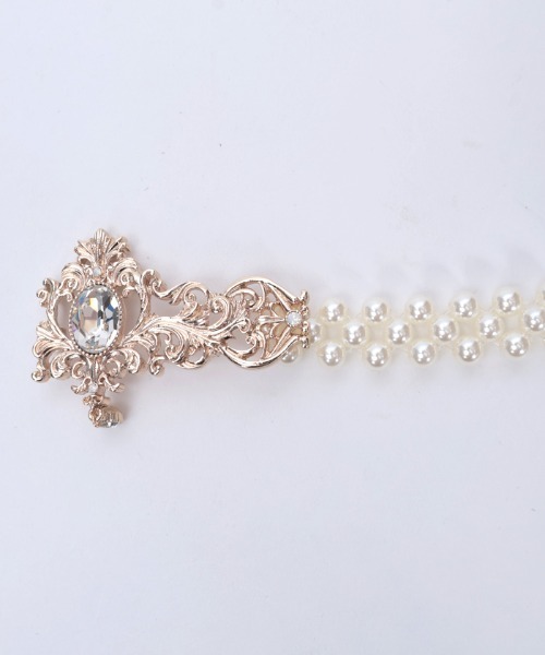 axes femme（アクシーズファム）の「オーナメントパールゴムベルト（ベルト・レディース・シルバー/ゴールド・FREE）」の5枚目の写真