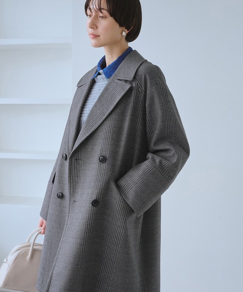 ROPÉ PICNIC　 チェック柄Pコート　新品未使用　完売カラー ROPE' PICNIC｜【WEB限定カラー:ブラック】ラムライク/チェック