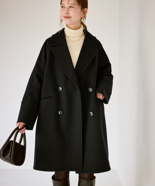 ジャージメルトン無地＆チェックオーバーPコート/一部WEB限定